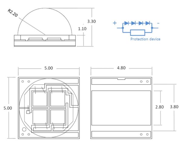N5050 UVA Series Multi chip LEDs(Glass lens) - Image 2