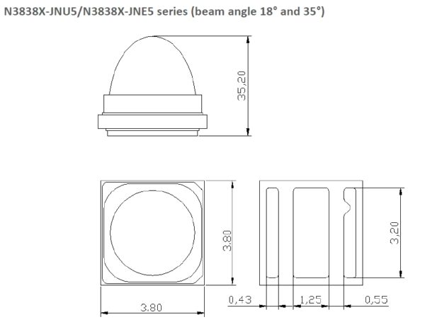 N3838 IR(off-Axis) Series Single Chip LEDs - Image 2