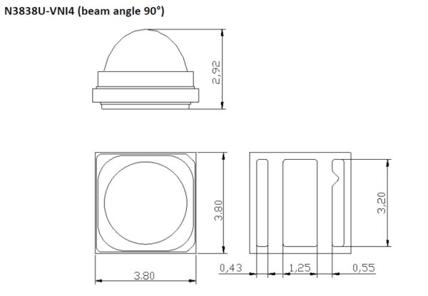 N3838 340nm Series Single chip LEDs - Image 3
